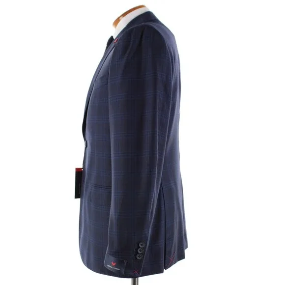 Cardinal of Canada NWT 100% Wool Sport Coat Size 42R US In Blues Plaid